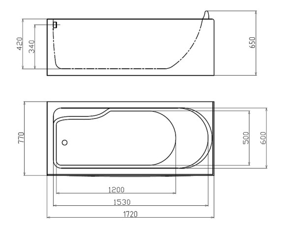 Акриловая ванна Gemy 172х77 G9006-1.7 B L с гидромассажем Акриловая ванна Gemy 172х77 G9006-1.7 B L с гидромассажем
