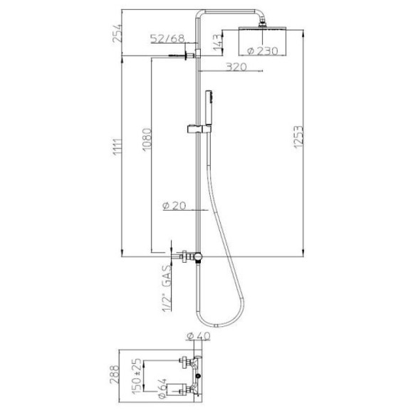 Душевая система Bossini Cosmo L10095.073 Черная матовая Душевая система Bossini Cosmo L10095.073 Черная матовая