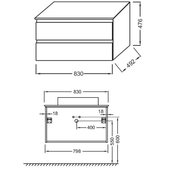 Тумба под раковину Jacob Delafon Madeleine 80 EB2083-J54 подвесная Серая матовая
