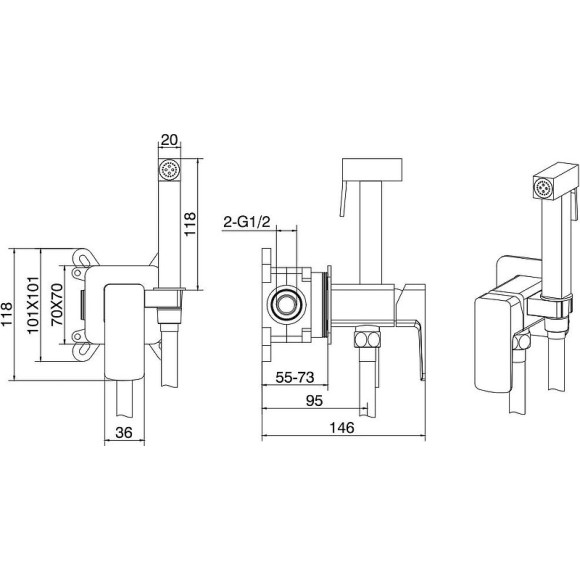 Гигиенический душ со смесителем Allen Brau Infinity 5.21005-00 Хром Гигиенический душ со смесителем Allen Brau Infinity 5.21005-00 Хром