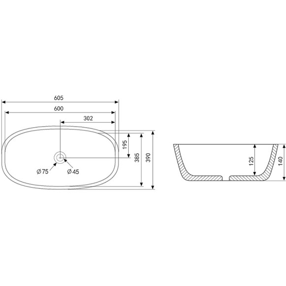 Раковина-чаша Abber Rechteck 60 AC2206MB Черная матовая Раковина-чаша Abber Rechteck 60 AC2206MB Черная матовая
