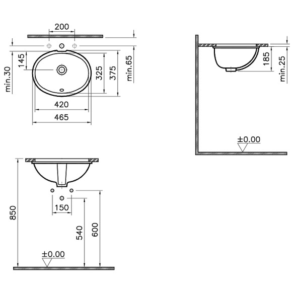 Раковина Vitra Arkitekt 59 6069B003-0012 Белая