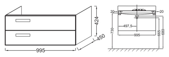 Тумба под раковину Jacob Delafon Rythmik 100 EB1304-E10 подвесная Квебекский дуб