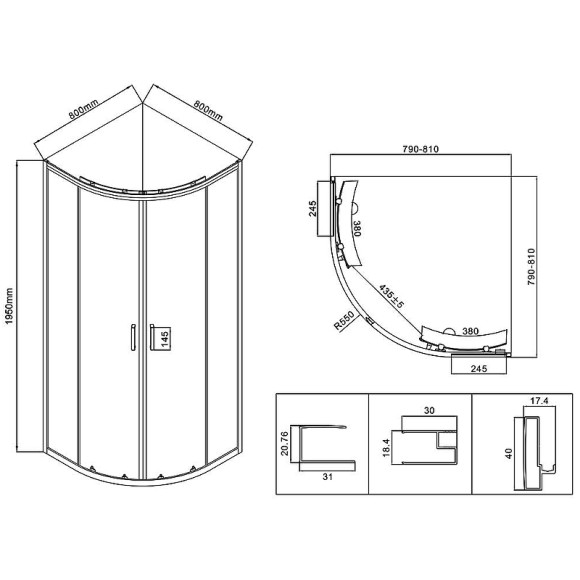 Душевой уголок Vincea City 80x80 VSQ-5CT800MT профиль Хром стекло текстурное Душевой уголок Vincea City 80x80 VSQ-5CT800MT профиль Хром стекло текстурное