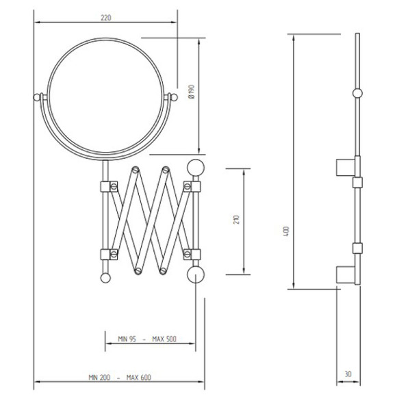 Косметическое зеркало Migliore Complementi 21976 с увеличением Бронза