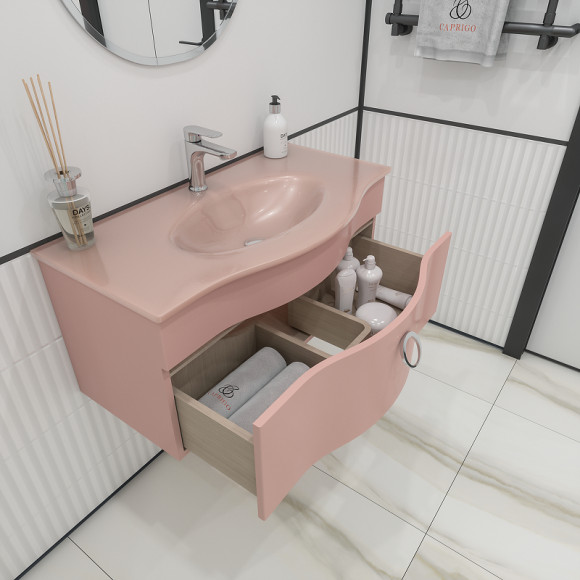 Тумба под раковину Caprigo Nokturn 90 1313-SF026 подвесная Розовая Тумба под раковину Caprigo Nokturn 90 1313-SF026 подвесная Розовая