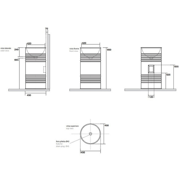 Раковина Kerasan Artwork Barrel 45 4742K01 Белая