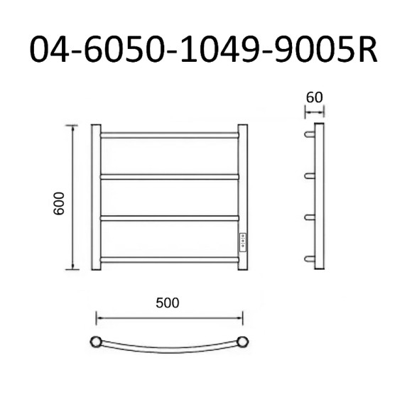 Электрический полотенцесушитель Маргроид Вид 4 600x500 04-6050-1049-9005R правый Черный матовый