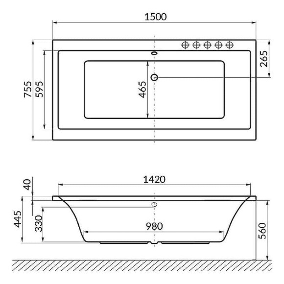 Акриловая ванна Excellent Pryzmat 150x75 WAEX.PRY15.SMART.CR с гидромассажем Акриловая ванна Excellent Pryzmat 150x75 WAEX.PRY15.SMART.CR с гидромассажем