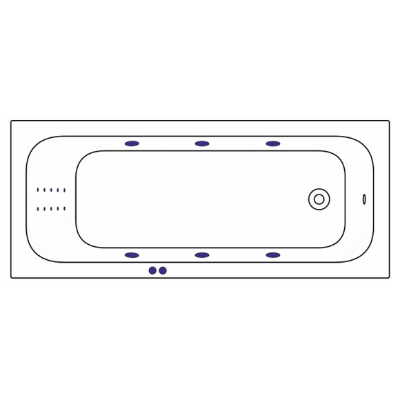 Акриловая ванна Whitecross Vibe 180x75 0105.180075.100.LINENANO.GL с гидромассажем