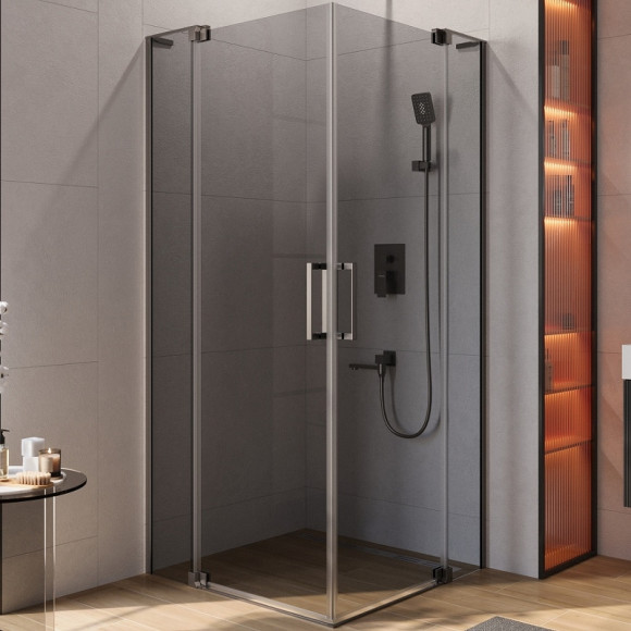 Душевой уголок Cezares Slider 90x90 SLIDER-A-2-80/90-GRIGIO-GM профиль Оружейная сталь стекло серое