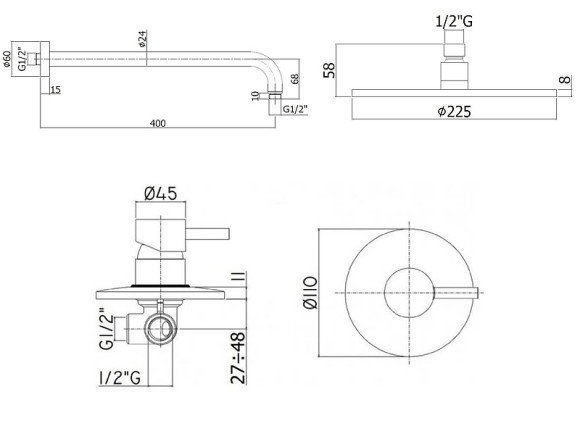 Душевая система Paffoni Light KITLIG011NO Черная матовая