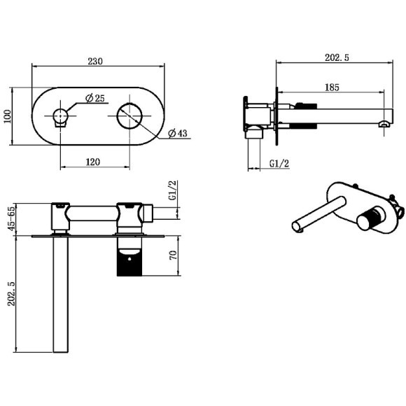 Смеситель для раковины Boheme Stick 125-BB Черный Смеситель для раковины Boheme Stick 125-BB Черный