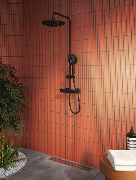 Душевая система Vitra Aquaheat Bliss A4720536EXP с термостатом Черный матовый Душевая система Vitra Aquaheat Bliss A4720536EXP с термостатом Черный матовый