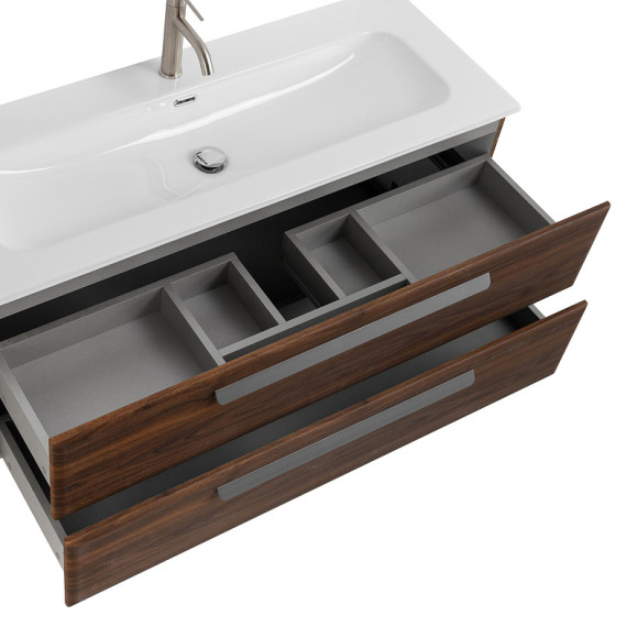 Тумба под раковину Cezares Eco-Cer-N 120 ECO-CER-N-1200-2C-SO-NCS-P подвесная Орех шоколад Софт без ручек