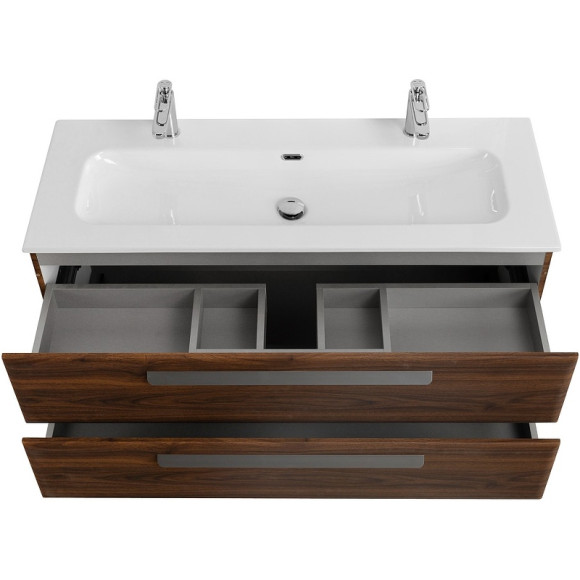 Тумба под раковину Cezares Eco-Cer-N 120 ECO-CER-N-1200-2C-SO-NCS-P подвесная Орех шоколад Софт без ручек