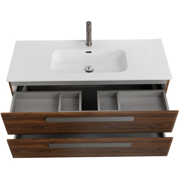 Тумба под раковину Cezares Eco-Cer-N 120 ECO-CER-N-1200-2C-SO-NCS-P подвесная Орех шоколад Софт без ручек