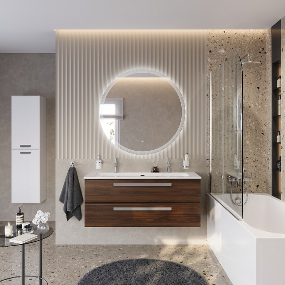 Тумба под раковину Cezares Eco-Cer-N 120 ECO-CER-N-1200-2C-SO-NCS-P подвесная Орех шоколад Софт без ручек