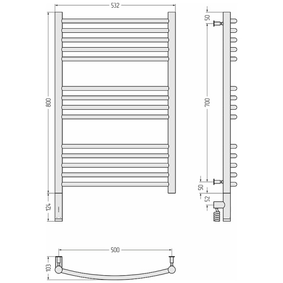 Электрический полотенцесушитель Сунержа Богема 3.0 800x500 L 00-5802-8050 Хром