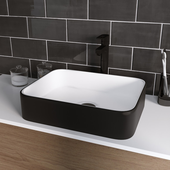 Раковина-чаша Grossman 50 GR-4043BW Белая Черная Раковина-чаша Grossman 50 GR-4043BW Белая Черная