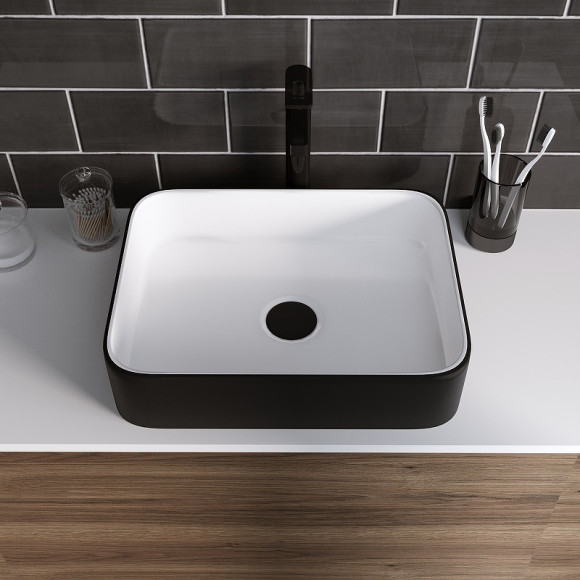 Раковина-чаша Grossman 50 GR-4043BW Белая Черная Раковина-чаша Grossman 50 GR-4043BW Белая Черная