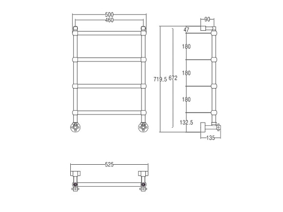 Водяной полотенцесушитель Margaroli Sole 442TS4604OB Бронза