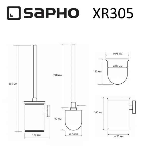 Ершик для унитаза Sapho X-round XR305 Хром Ершик для унитаза Sapho X-round XR305 Хром