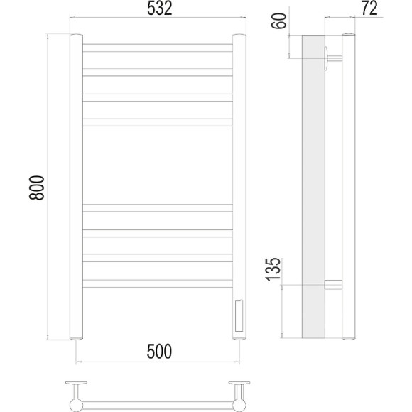 Электрический полотенцесушитель Terminus Аврора П8 500х800 КС 4670078542953 Черный муар Электрический полотенцесушитель Terminus Аврора П8 500х800 КС 4670078542953 Черный муар