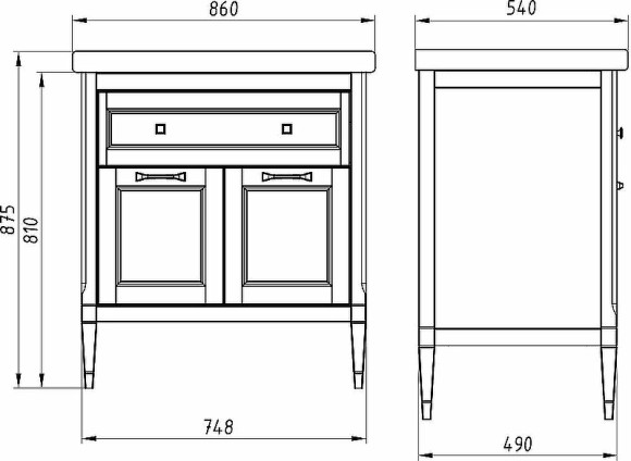 Комплект мебели для ванной ASB-Woodline Гранда 85 Антикварный орех