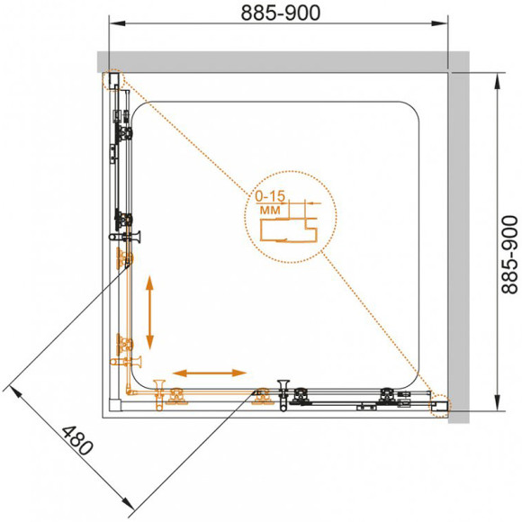 Душевой уголок Cezares Eco 90x90 ECO-O-A-2-90-C-Cr профиль Хром стекло прозрачное Душевой уголок Cezares Eco 90x90 ECO-O-A-2-90-C-Cr профиль Хром стекло прозрачное
