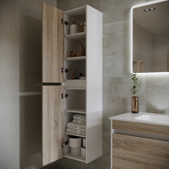 Шкаф пенал Sancos Smart 35 PSM35E подвесной Дуб Бардолино Белый Шкаф пенал Sancos Smart 35 PSM35E подвесной Дуб Бардолино Белый