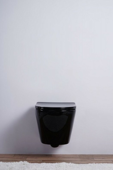 Унитаз Esbano Azalea ESUPAZALB подвесной Черный глянцевый с сиденьем Микролифт