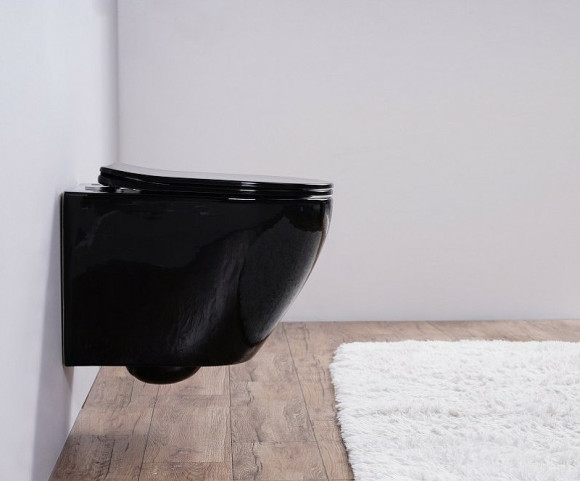 Унитаз Esbano Azalea ESUPAZALB подвесной Черный глянцевый с сиденьем Микролифт