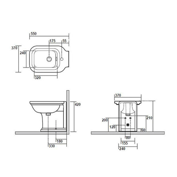Биде Kerasan Waldorf 4121K1bi/cr*1 Белое Биде Kerasan Waldorf 4121K1bi/cr*1 Белое
