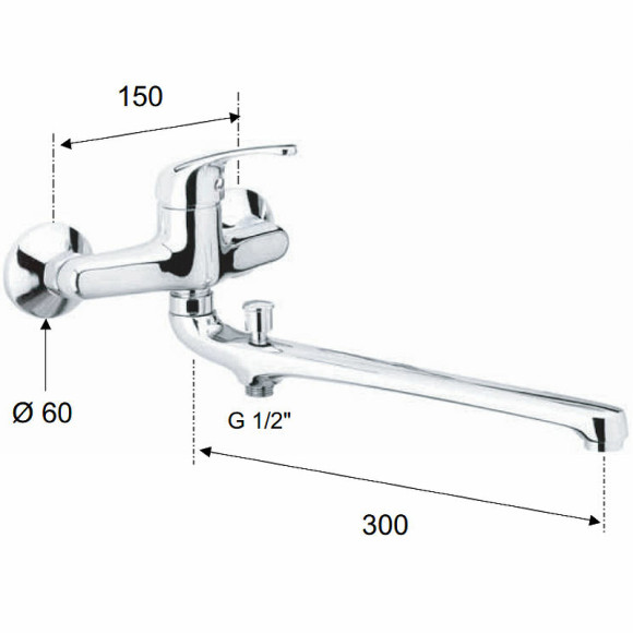 Смеситель для ванны Remer Серия 35 F462 универсальный Хром Смеситель для ванны Remer Серия 35 F462 универсальный Хром