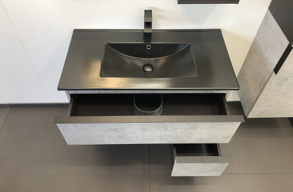 Тумба с раковиной Comforty Франкфурт 90 00-00006503 подвесная Бетон светлый