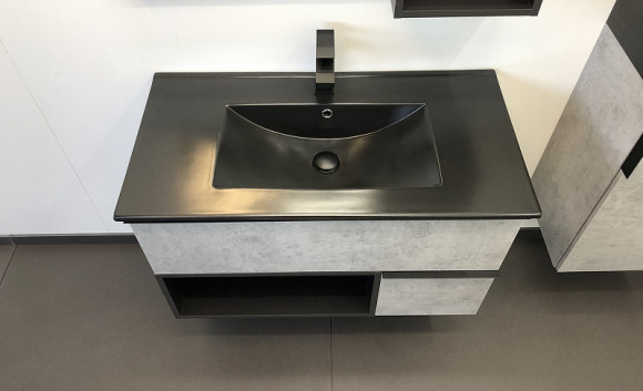 Тумба с раковиной Comforty Франкфурт 90 00-00006503 подвесная Бетон светлый