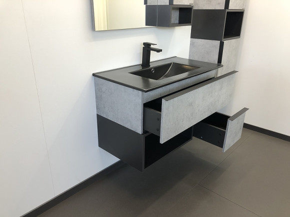 Тумба с раковиной Comforty Франкфурт 90 00-00006503 подвесная Бетон светлый