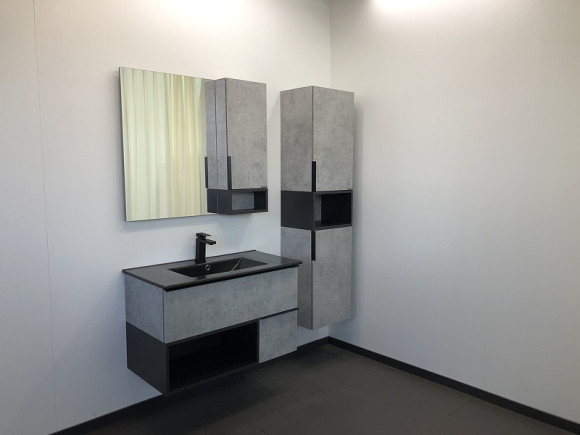 Тумба с раковиной Comforty Франкфурт 90 00-00006503 подвесная Бетон светлый