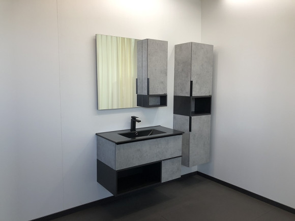 Тумба с раковиной Comforty Франкфурт 90 00-00006503 подвесная Бетон светлый