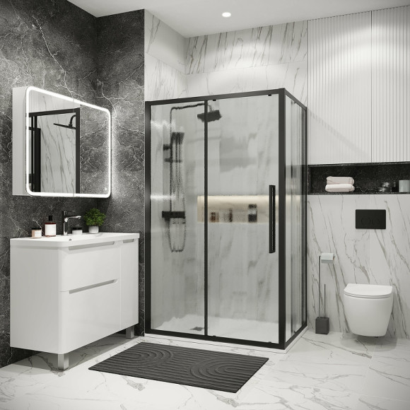 Душевая стенка Grossman Cosmo 70 200.K33.02.70.21.02 профиль Черный матовый стекло шиншилла Душевая стенка Grossman Cosmo 70 200.K33.02.70.21.02 профиль Черный матовый стекло шиншилла