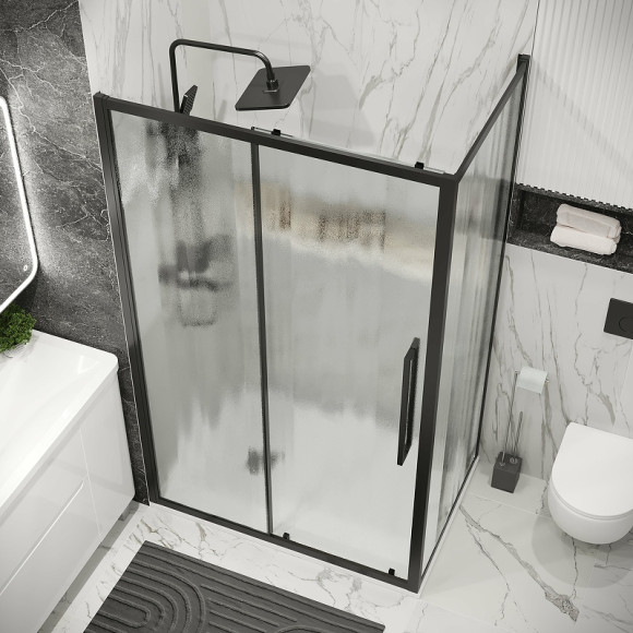 Душевая стенка Grossman Cosmo 70 200.K33.02.70.21.02 профиль Черный матовый стекло шиншилла Душевая стенка Grossman Cosmo 70 200.K33.02.70.21.02 профиль Черный матовый стекло шиншилла