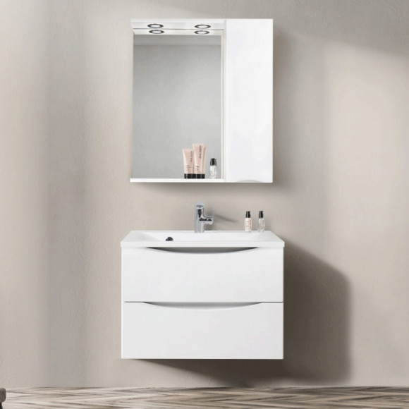 Зеркало со шкафом BelBagno MARINO-SPC-600/750-1A-BL-P-R 60 с подсветкой Bianco Lucido