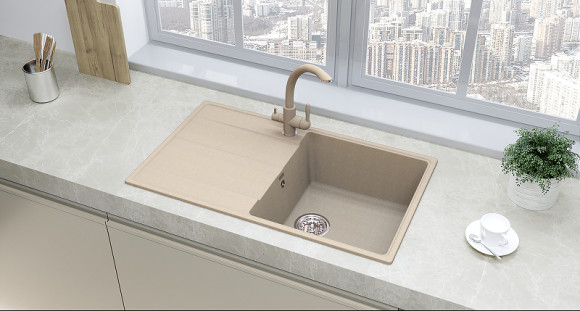 Кухонная мойка Ulgran Quartz Prima 850-02 Лен Кухонная мойка Ulgran Quartz Prima 850-02 Лен