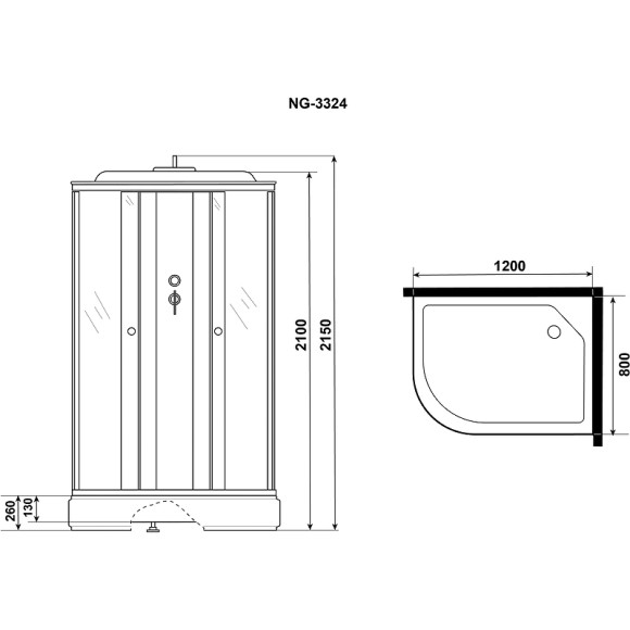 Душевая кабина Niagara Eco 120x80 R NG-3324-14R без гидромассажа Душевая кабина Niagara Eco 120x80 R NG-3324-14R без гидромассажа