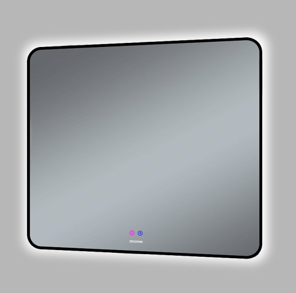 Зеркало Grossman Elegans-норма Black 90 1790802 с подсветкой Черное с сенсорным выключателем и подогревом
