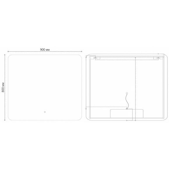 Зеркало Grossman Elegans-норма Black 90 1790802 с подсветкой Черное с сенсорным выключателем и подогревом