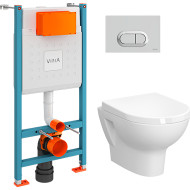 Комплект унитаза с инсталляцией Vitra Zentrum L-box 9012B003-7206 с сиденьем Микролифт и клавишей смыва Хром глянцевый Комплект унитаза с инсталляцией Vitra Zentrum L-box 9012B003-7206 с сиденьем Микролифт и клавишей смыва Хром глянцевый