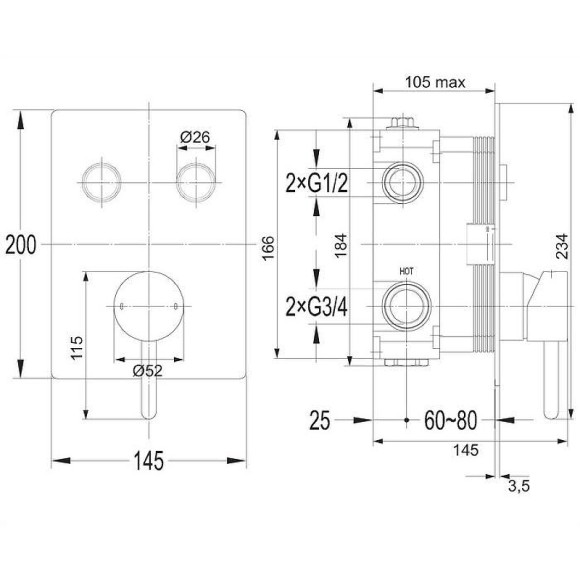 Смеситель для душа Omnires Y Goclick Y1235GCCR Хром Смеситель для душа Omnires Y Goclick Y1235GCCR Хром