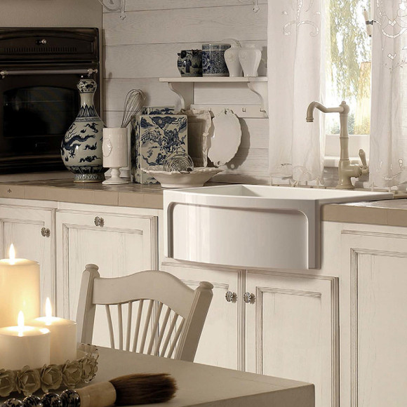 Кухонная мойка Kerasan Hannah Devon 60 544001 Белая Кухонная мойка Kerasan Hannah Devon 60 544001 Белая